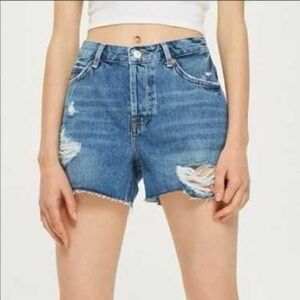 Topshop Moto Ashley blue denim shorts